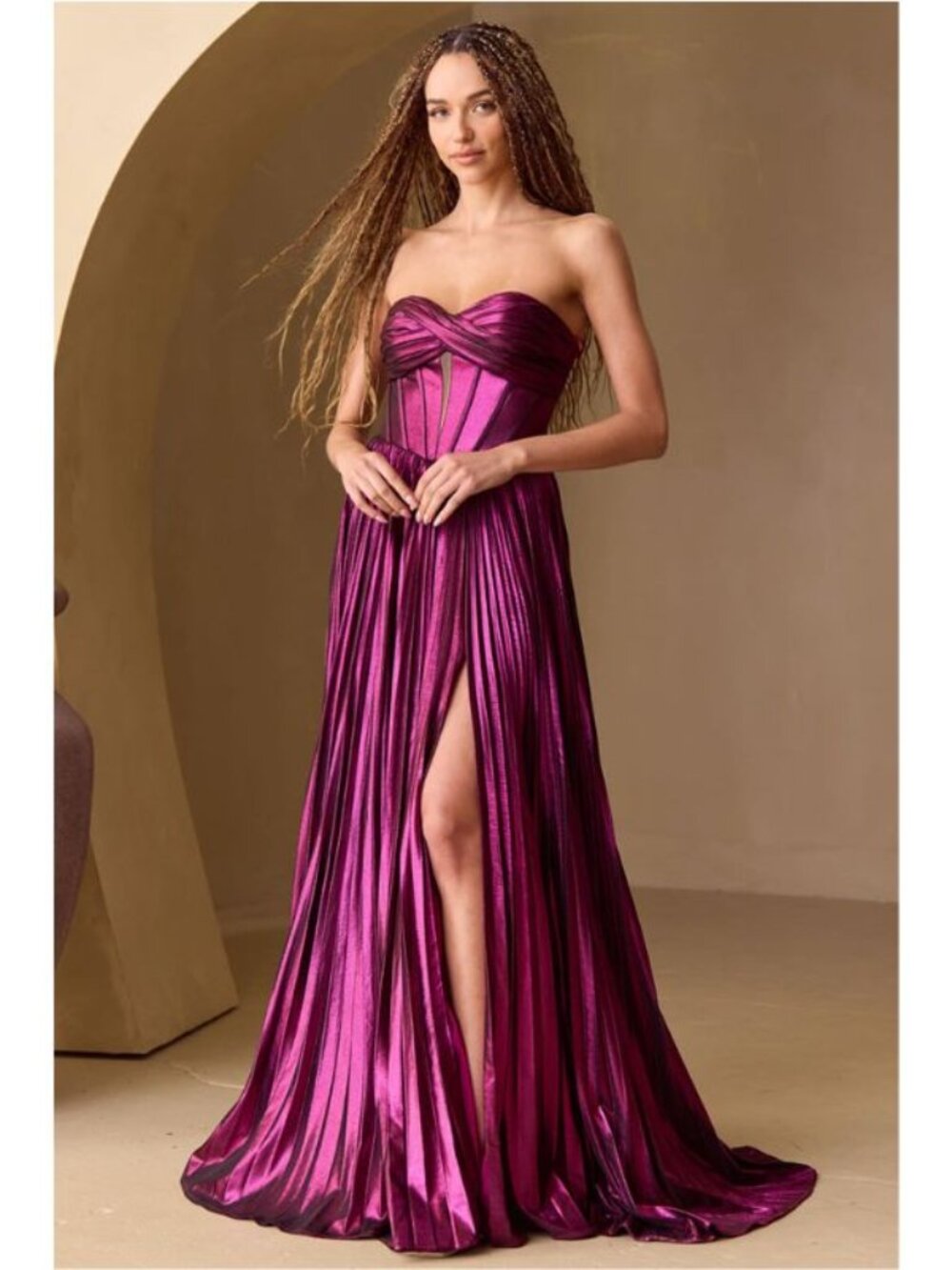 Clearance Plum Size 8 Sweetheart Neckline, A-Line Silhouette Evening Gown 2058